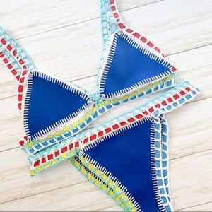 Blue reversible Kiini Inspired crochet bikini